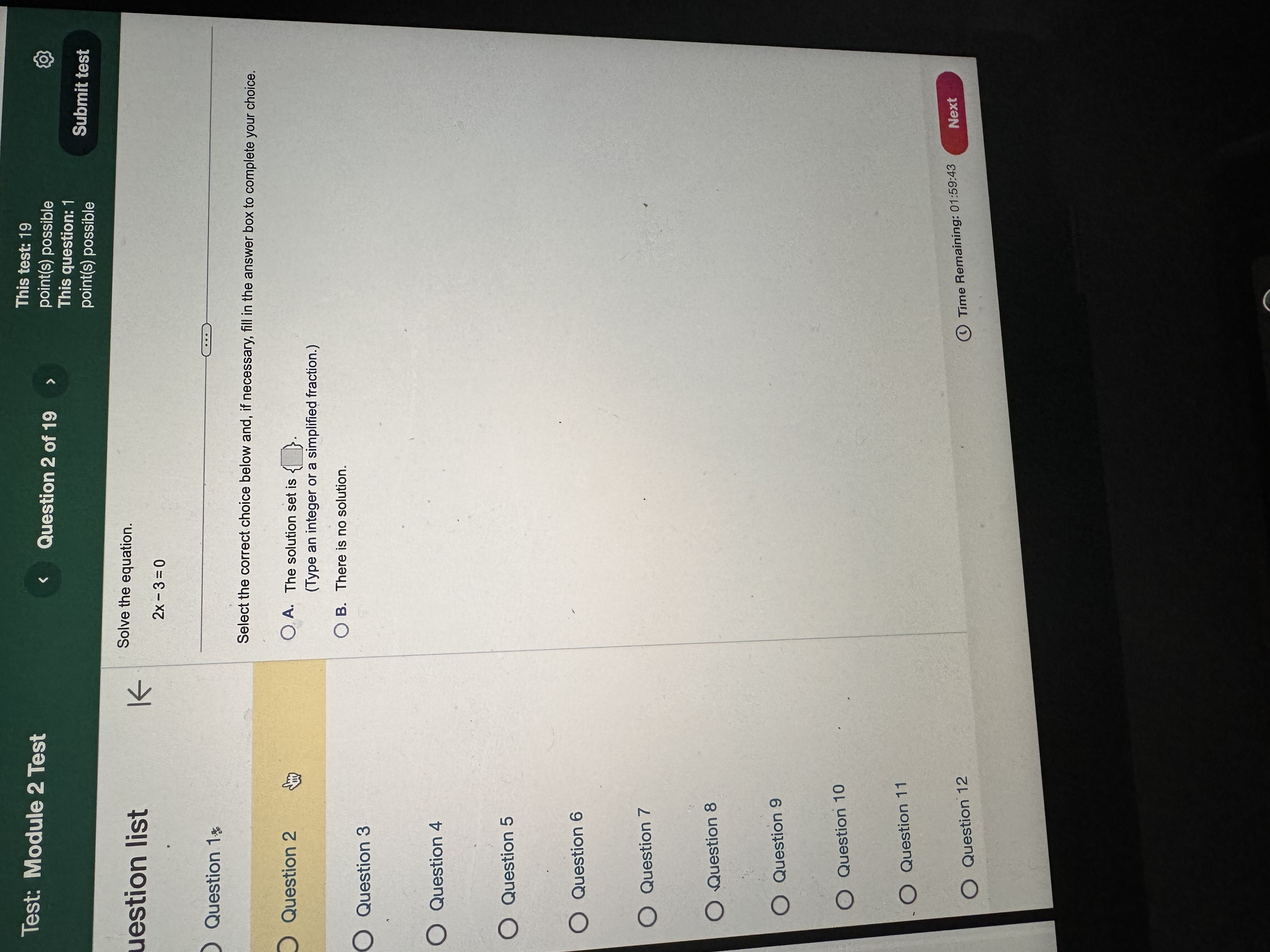 1 point(s) possible Submit test Question list K Perform the indicated operation