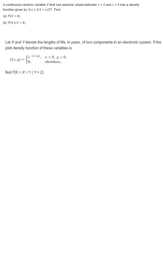 Kindly solve the following question A continuous random variable X that can