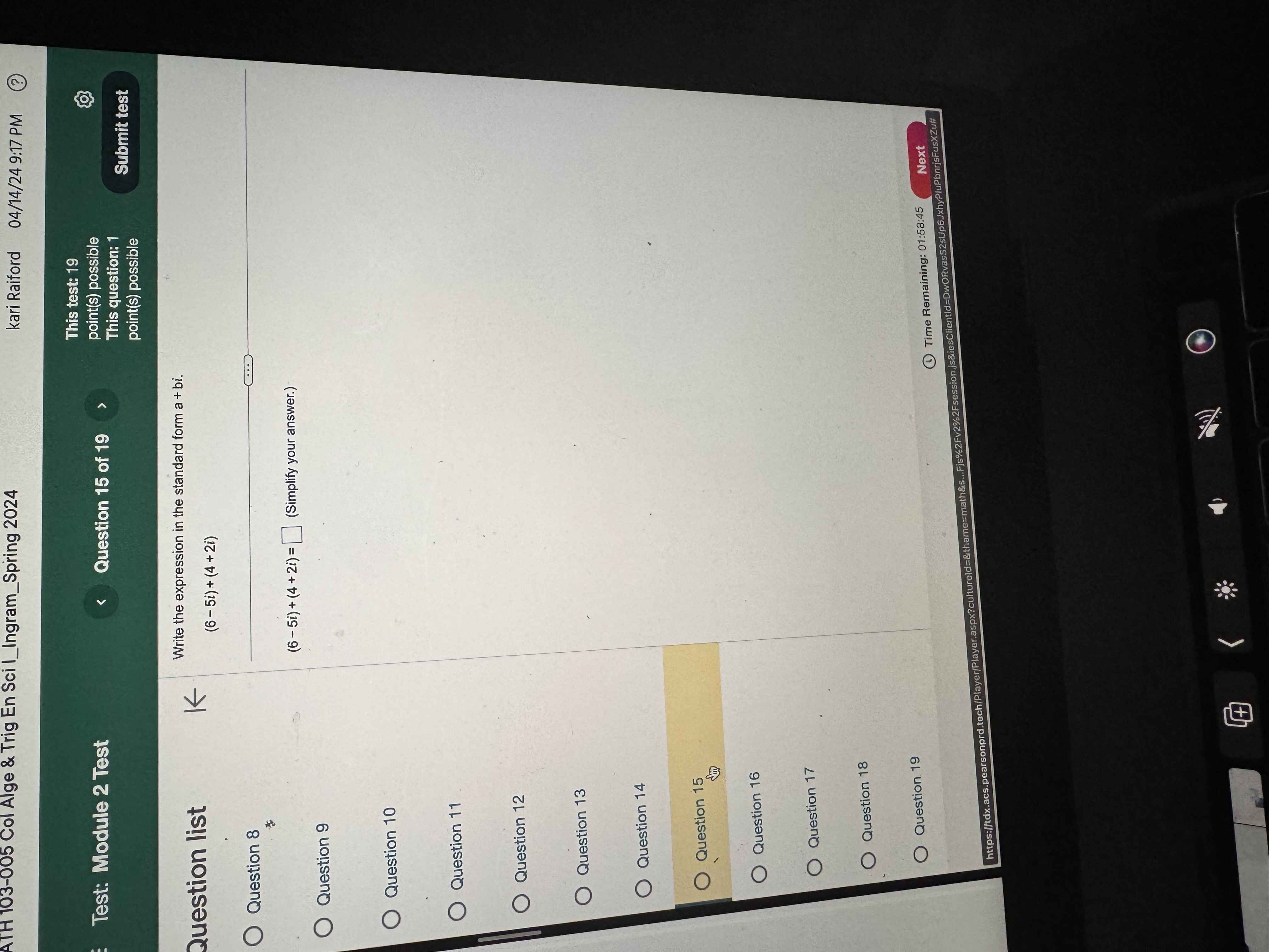 + 20x + 3 Question 4 4x2+ 19x + 21 (Simplify your