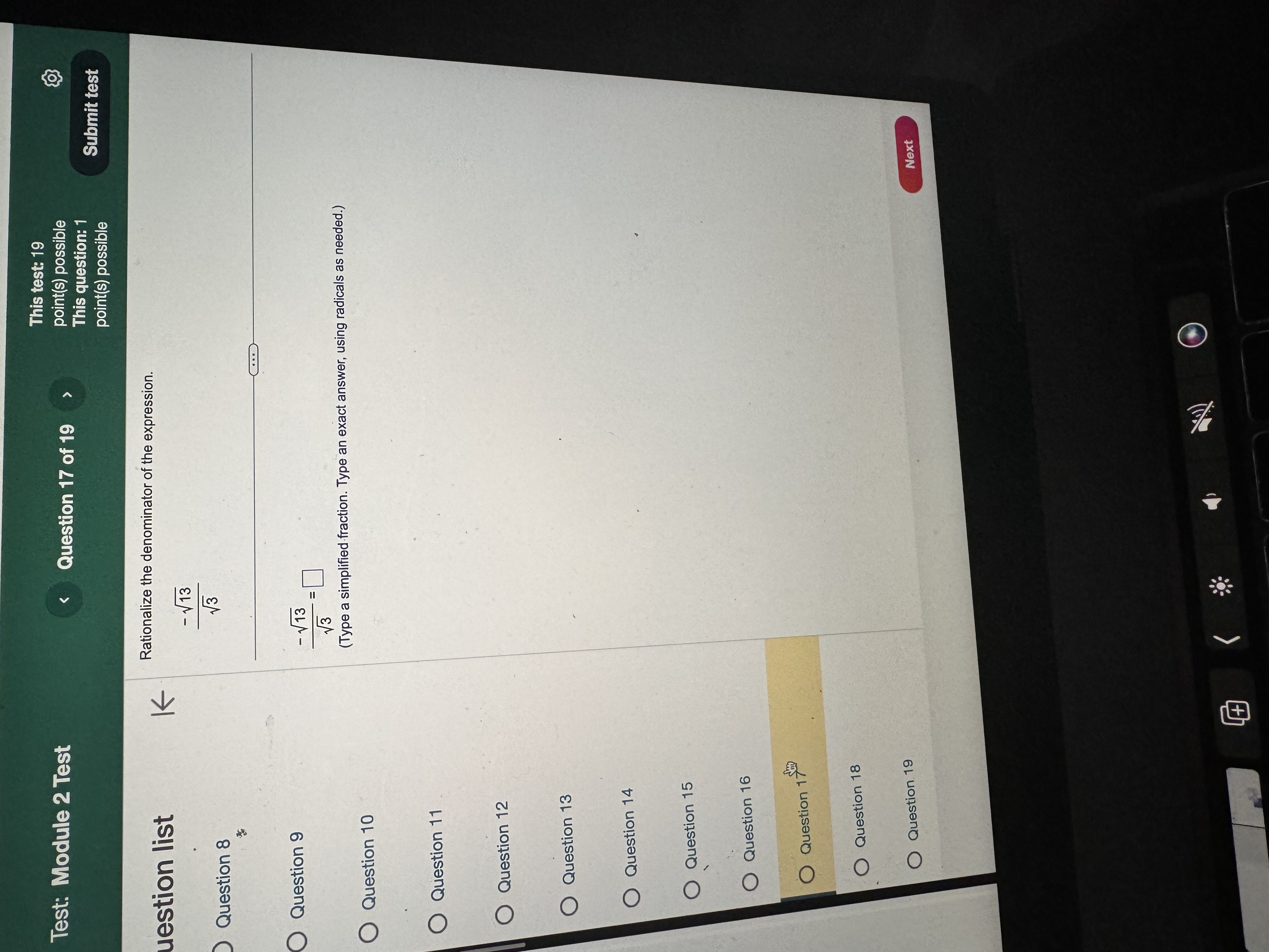 any numbers in the expression.) Question 5 Question 6 Question 7 Question