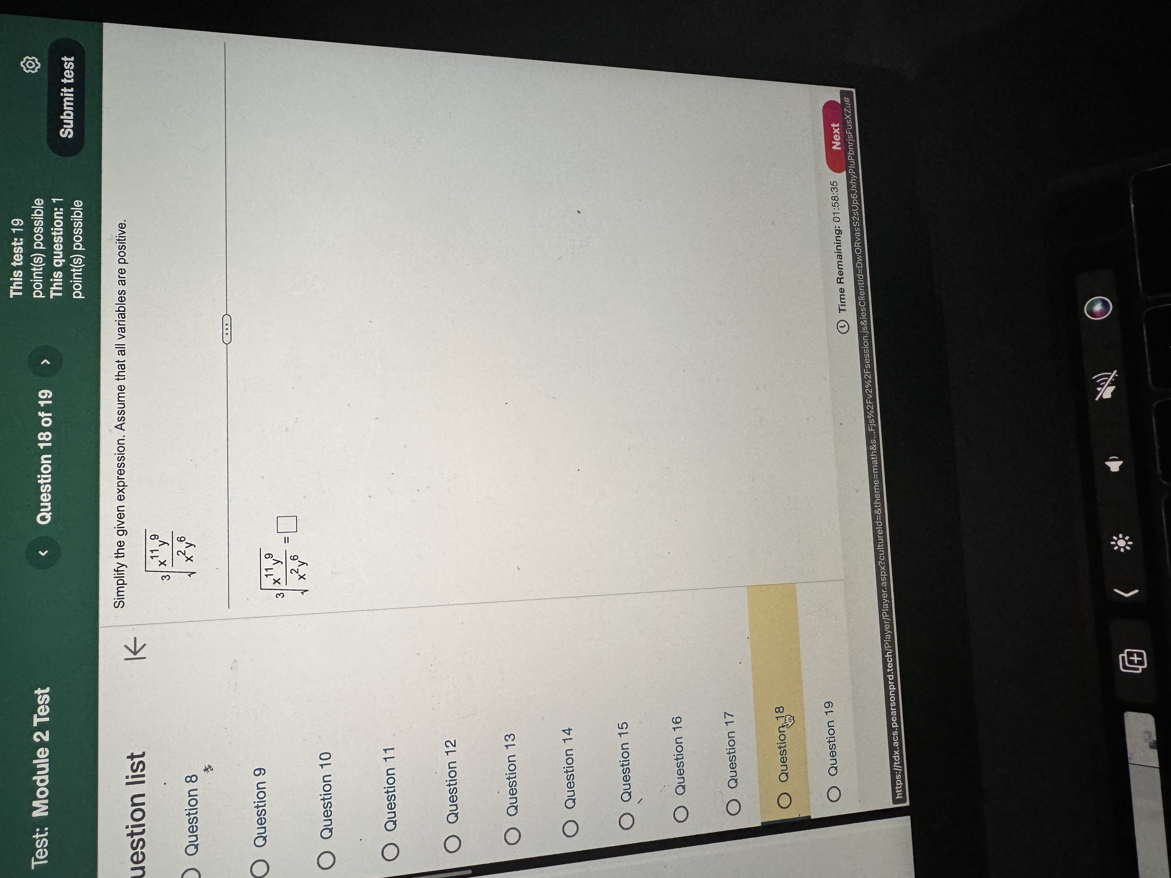 8 O Question 9 Question 10 Question 11 Question 12 Time Remaining: