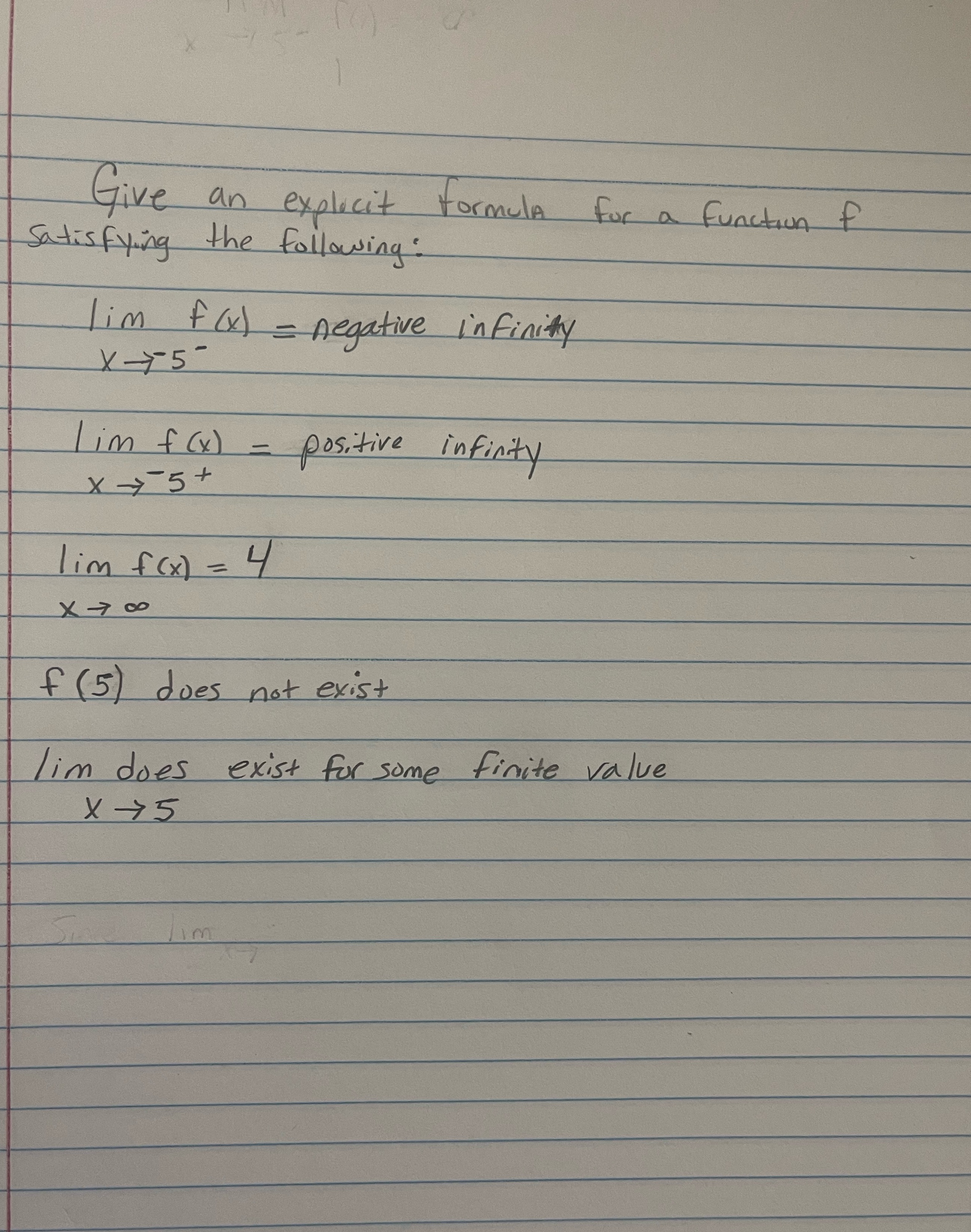 Please list all steps and see if function f(x)= 4 - 1/5-x
