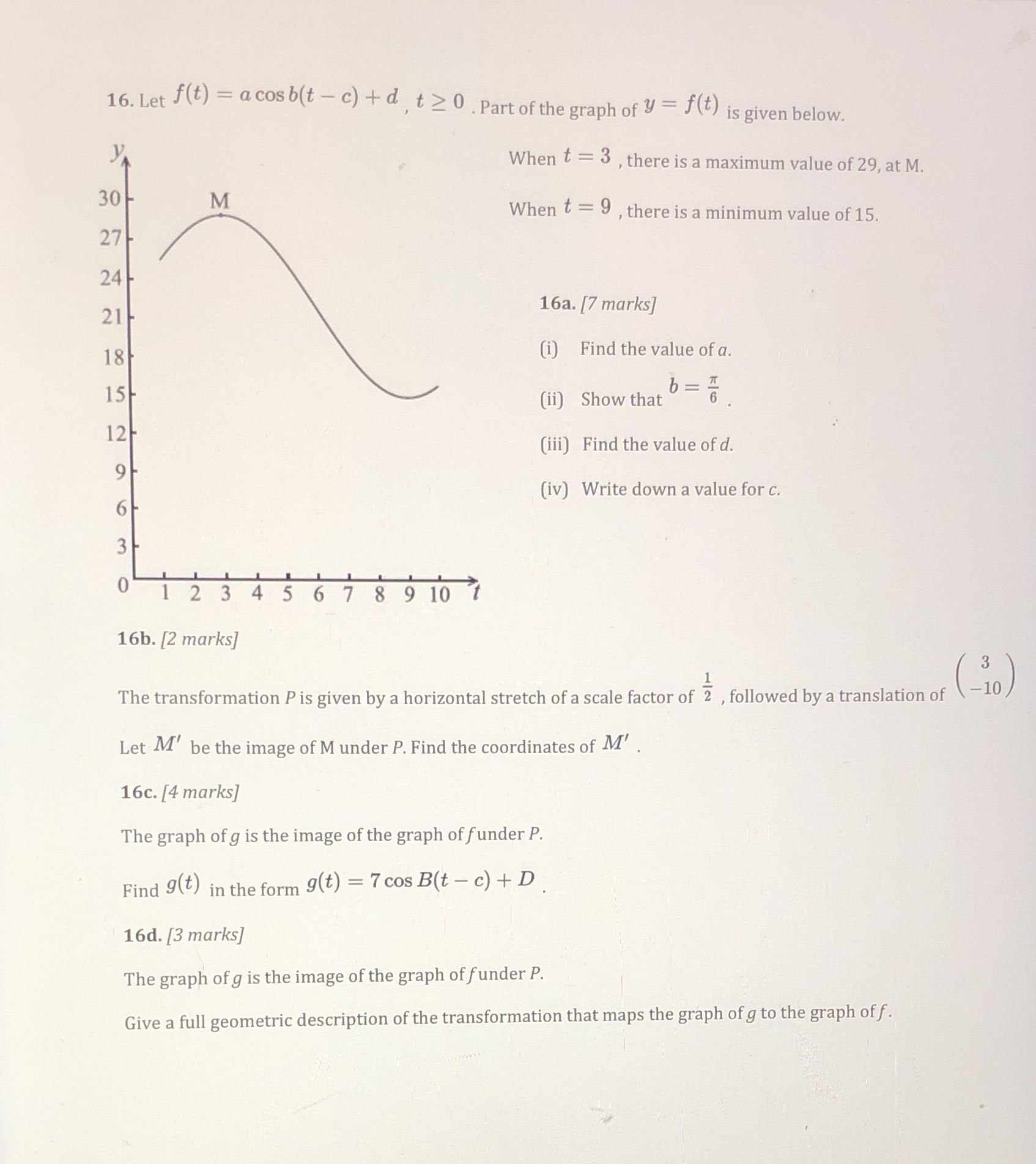 Please write down all your work. Thank you. 16. Let f(t) =