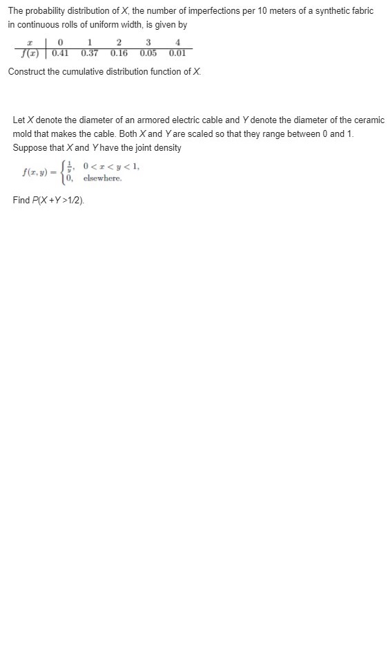 3.11. Then using F(x), find (a) P(X = 1); (b) P(0 2).The