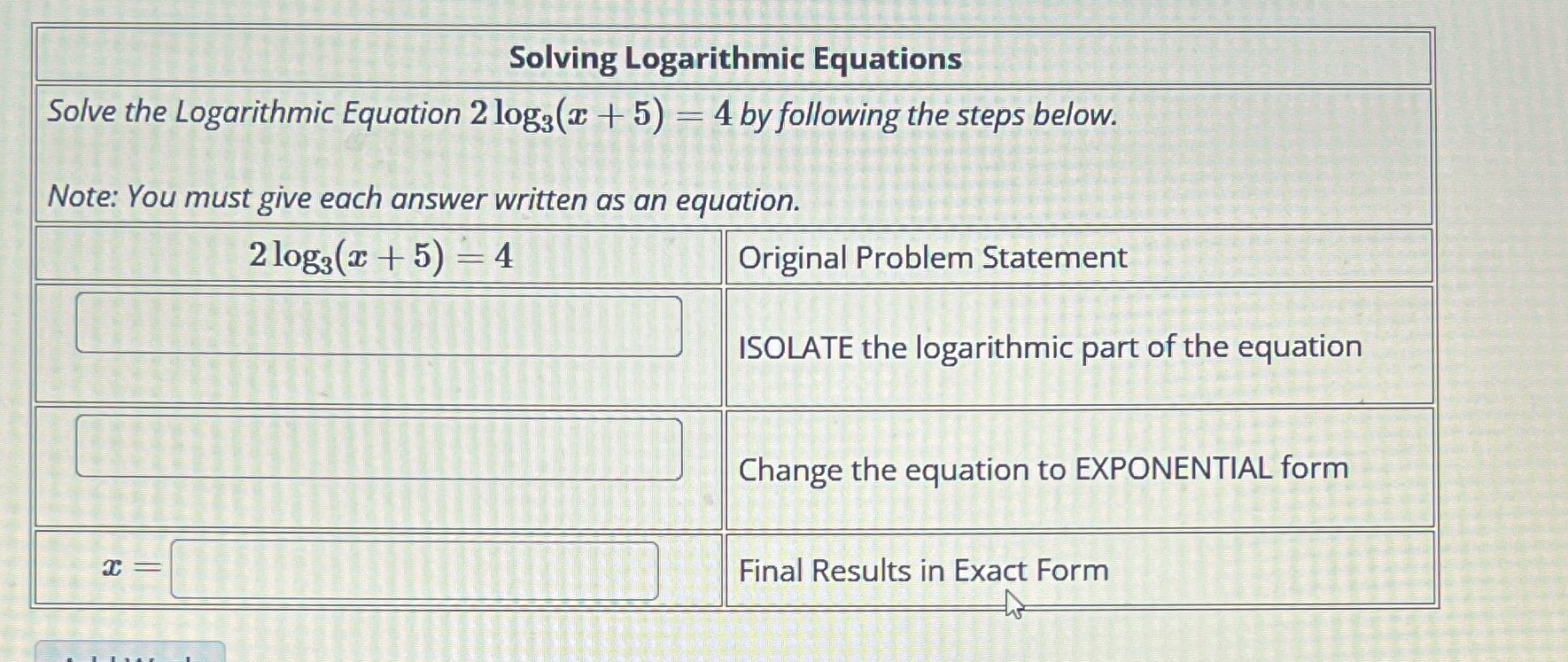 21 _ Solving Logarithmic Equations Solve the Logarithmic Equation 2 log:,(m +5)=14
