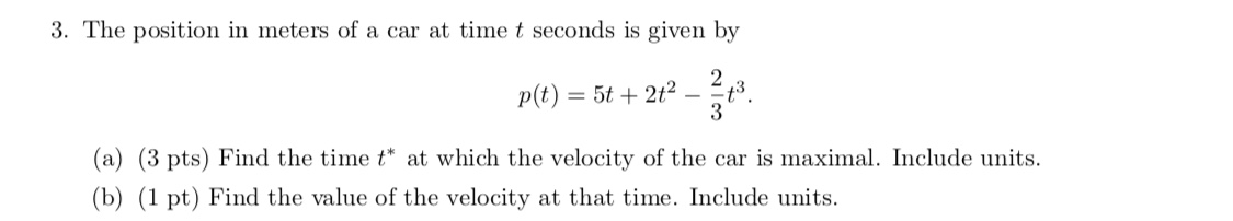 Please answer everything below showing full working 3. The position in meters