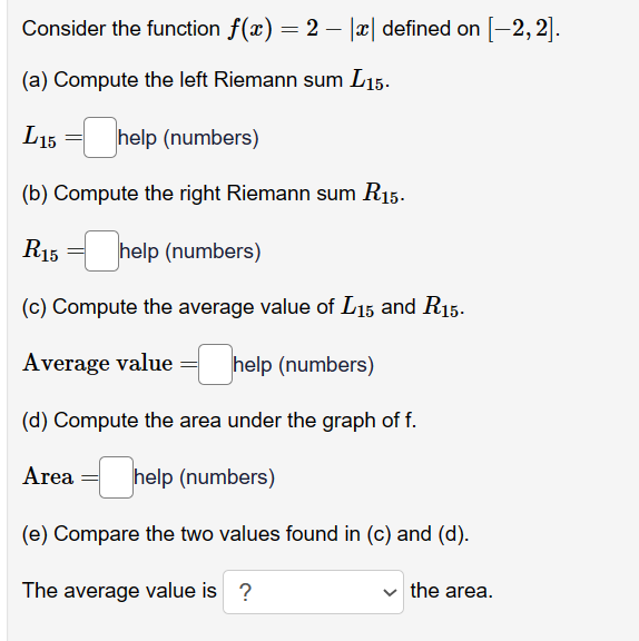 Consider the function f(x) = 2 - (x| defined on [-2,