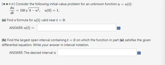  (% %) Consider the following initial-value problem for an unknown function
