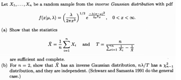 Random variables Let X1, ...,Xn be a random sample from the inverse