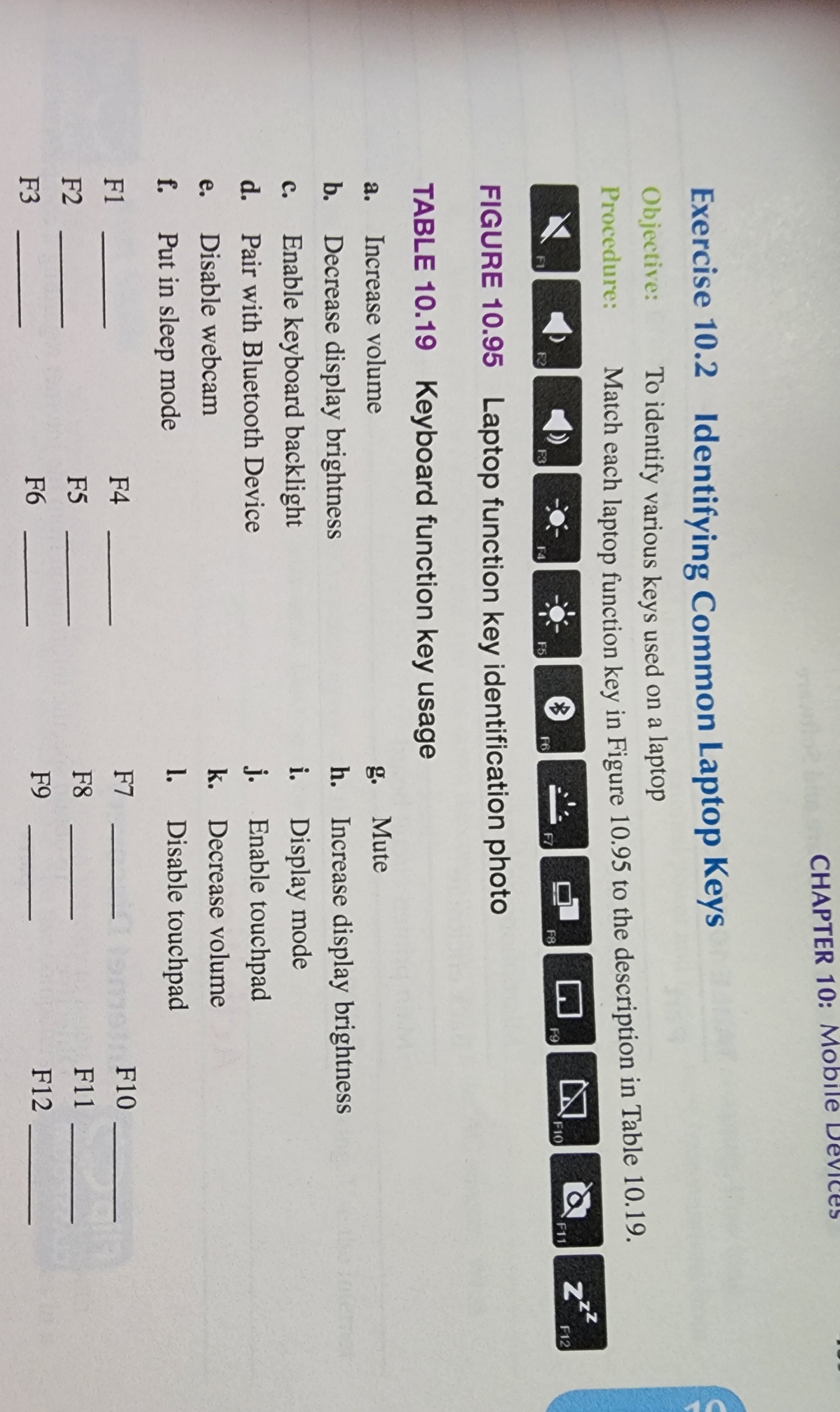  CHAPTER 10: Mobile Dev Exercise 10.2 Identifying Common Laptop Keys Objective: