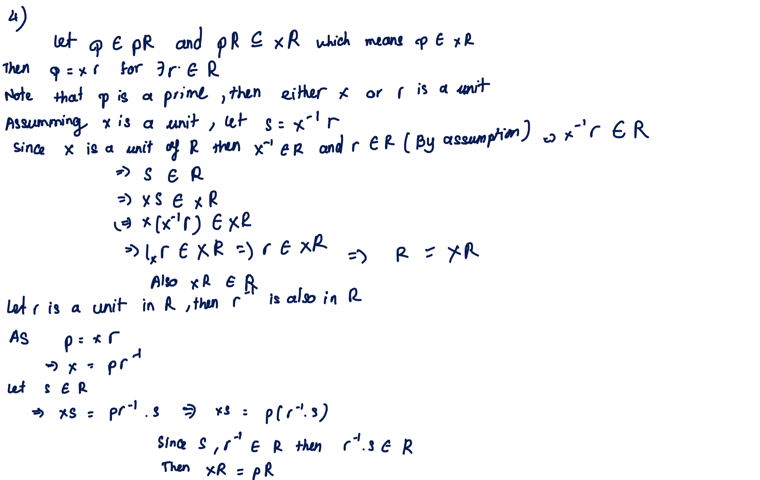  4) let P E PR and PR C XR which means
