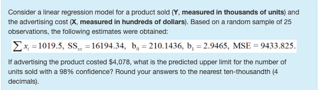  Please answer as soon as possible Consider a linear regression model