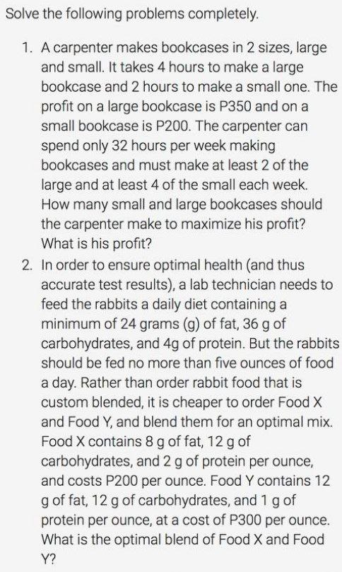SUBJECT: MATH - OTHER Solve the following problems completely. 1. A carpenter