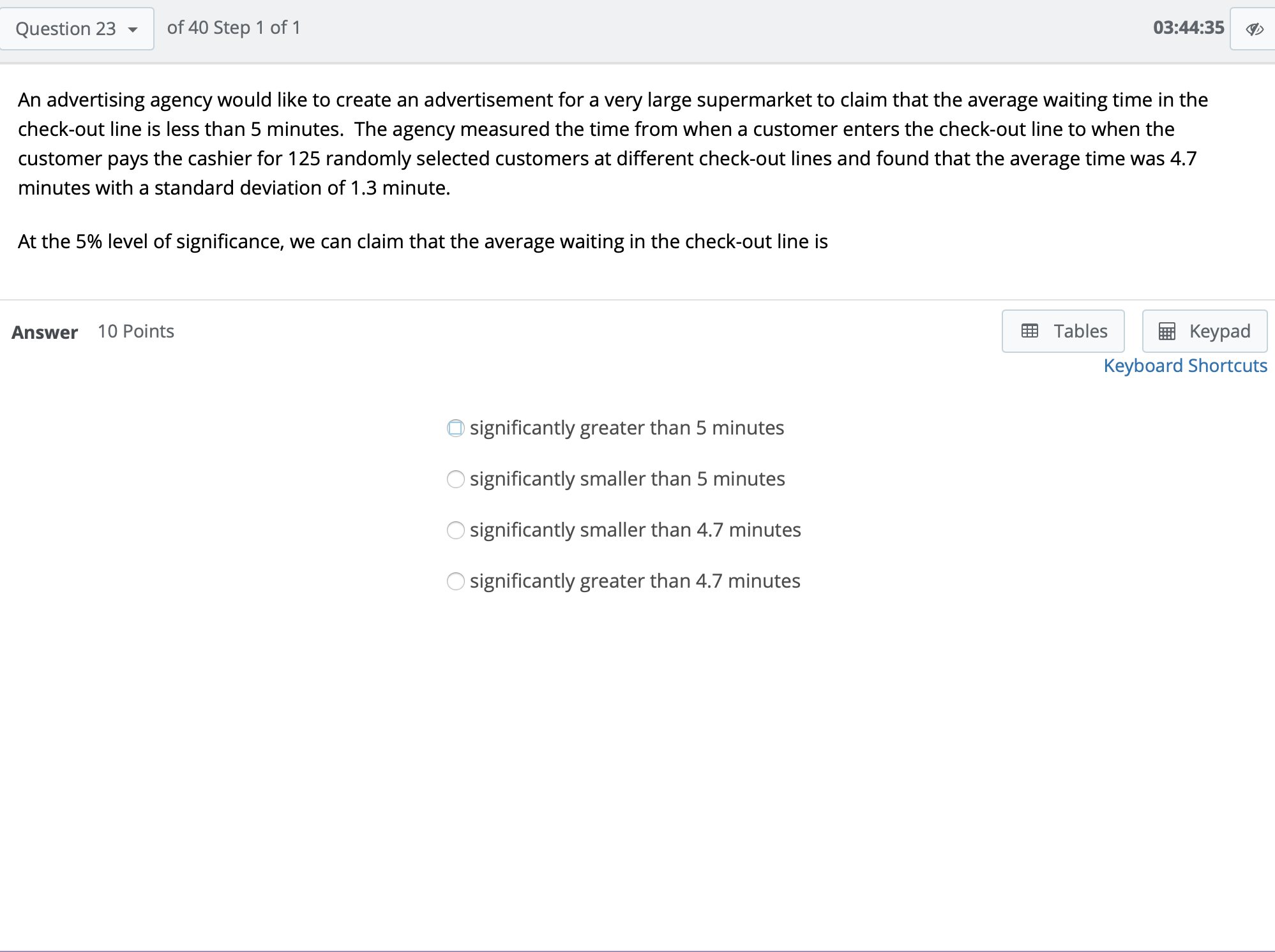 Thank you. Question 22 v of 40 Step 1 of1 03:44:55 4.7