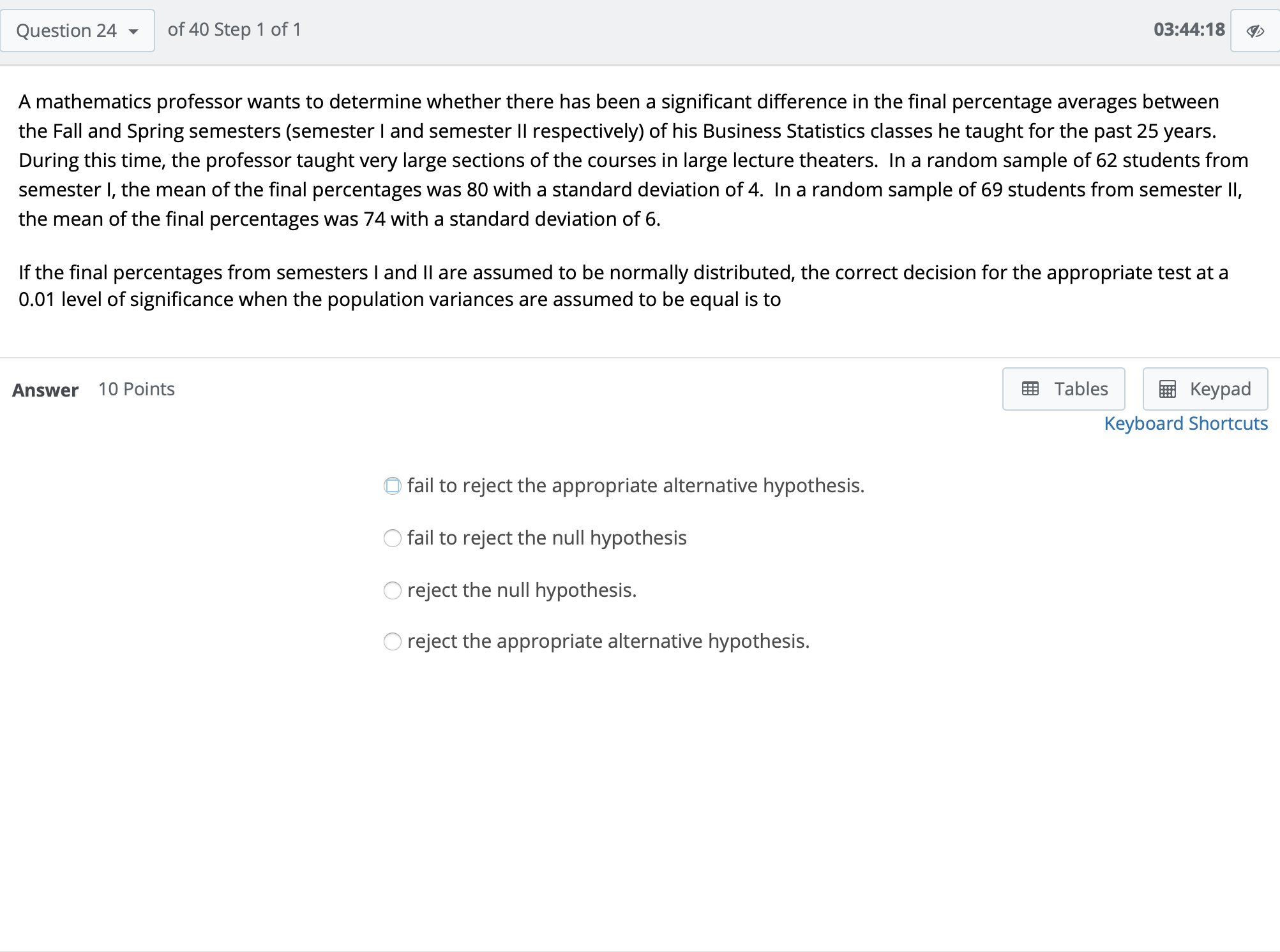(b) Ho: H 2 4.7 vs. H1: H 5 Select the best