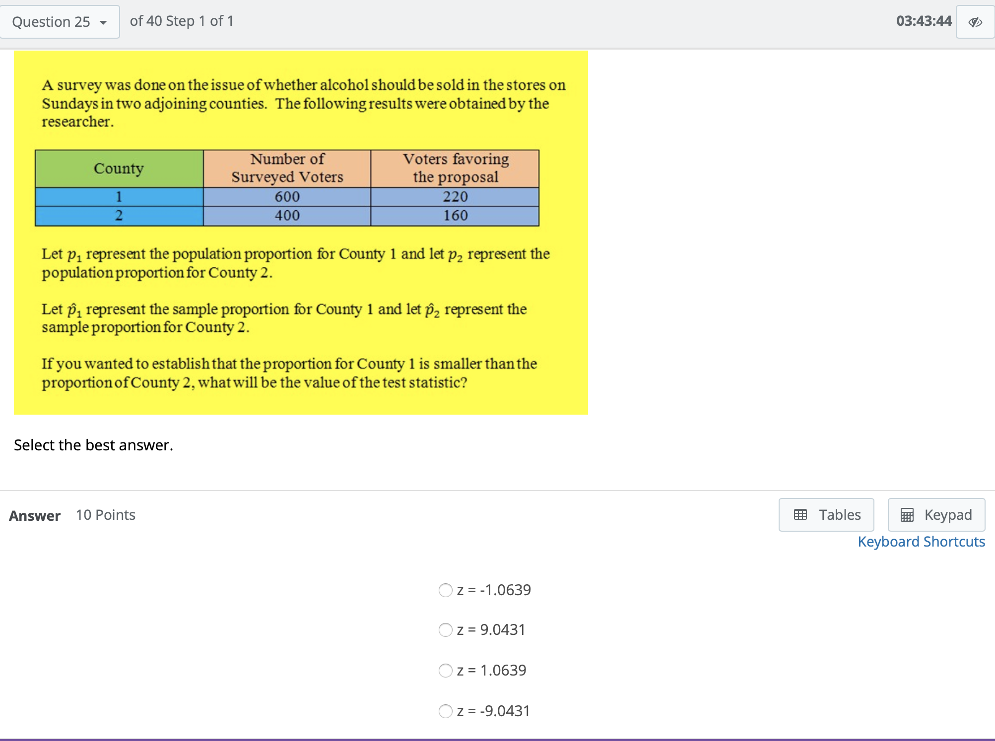 answer. Answer 10 Points Tables Keypad Keyboard Shortcuts O (a ) O