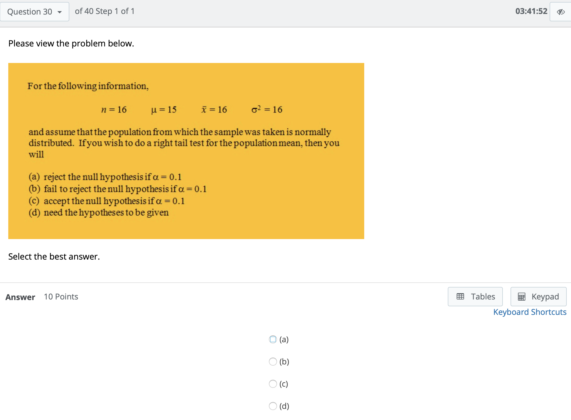 Keypad Keyboard Shortcuts True O FalseQuestion 28 - of 40 Step 1