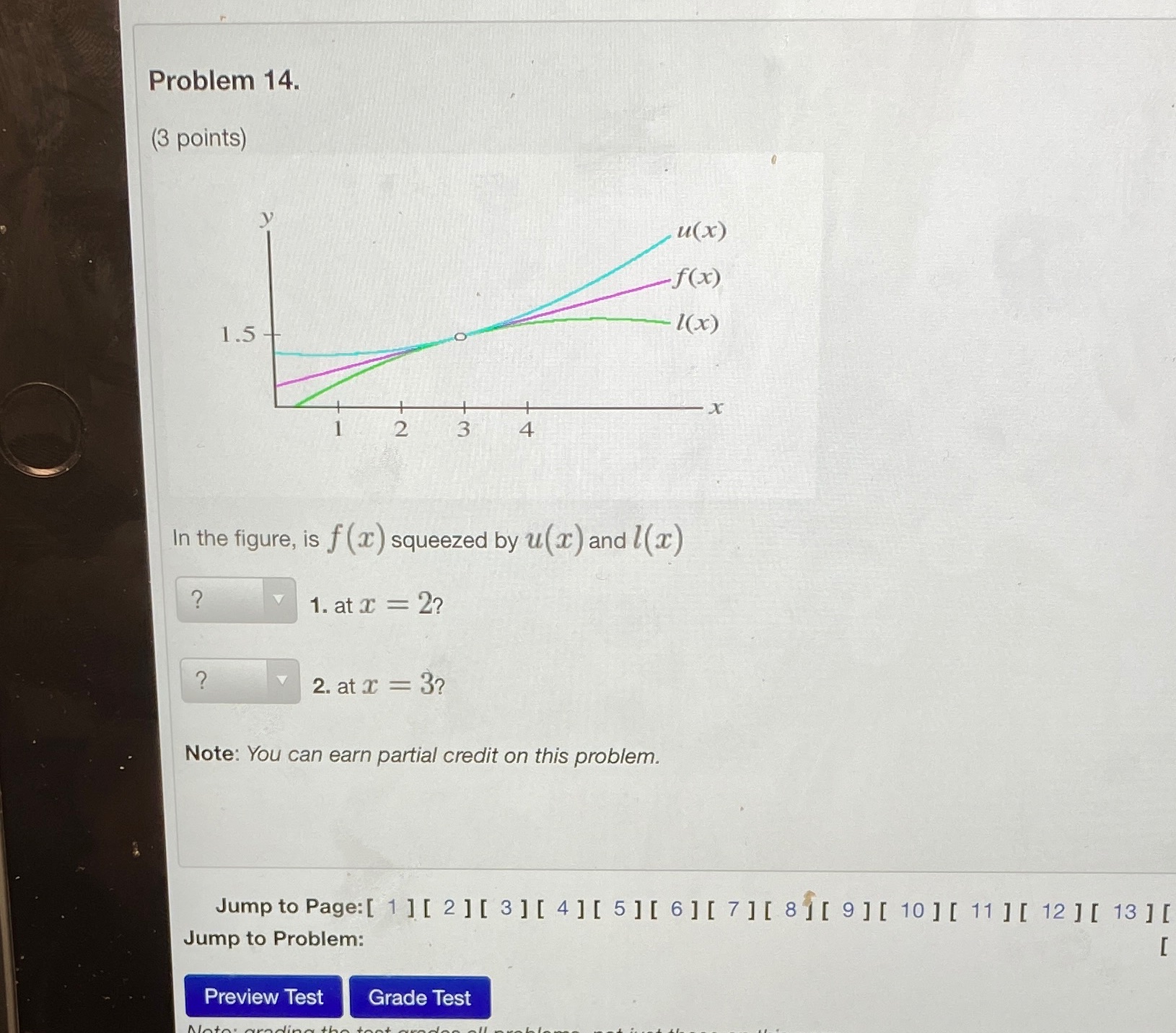  Problem 14. (3 points) u(x ) f (x ) 1.5 1(x