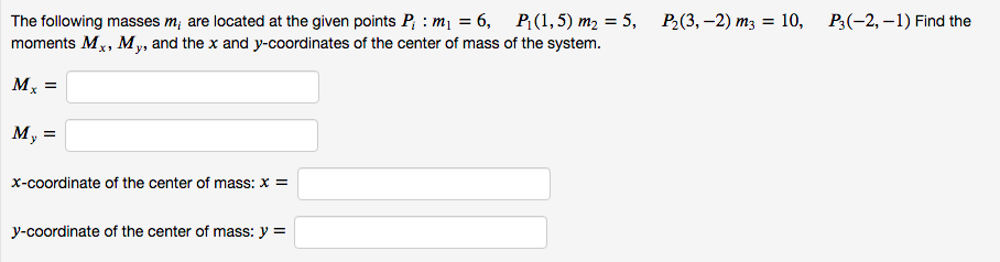 please help i am stuck on these practice problems! The following masses
