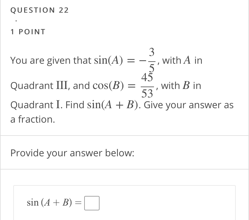 1 Given that sin(6) = g and 6 is in Quadrant 11,