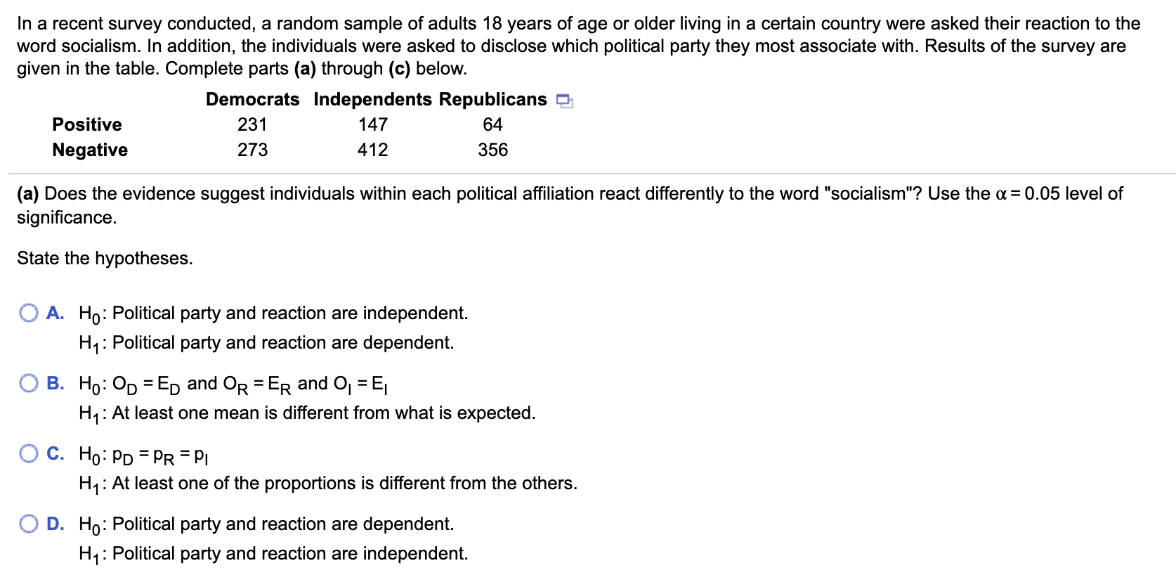 please help In a recent survey conducted, a random sample of adults