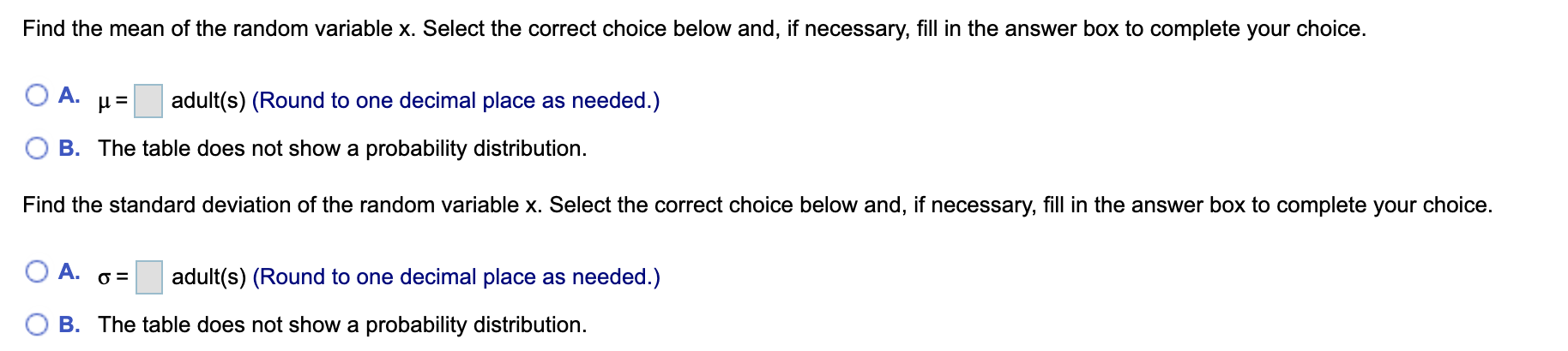 three, X P(x) and the random variable x is the number in