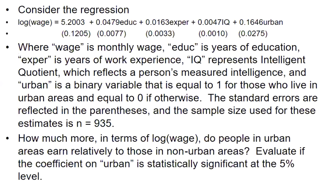 Hi, Please help me with this question. Thanks! . Consider the regression