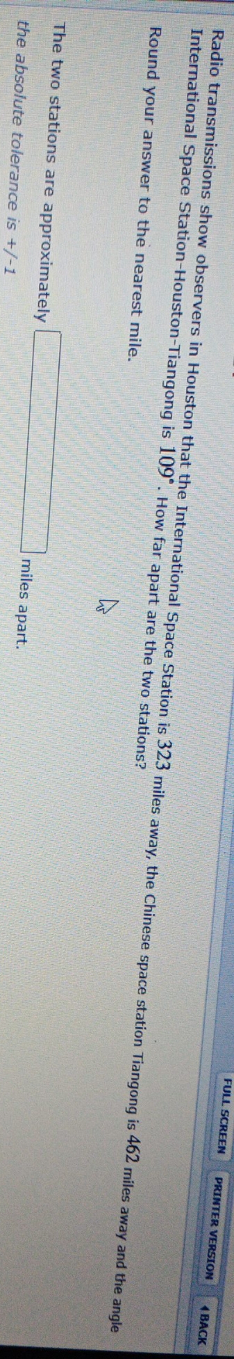 pre-calculus FULL SCREEN PRINTER VERSION 1 BACK Radio transmissions show observers in