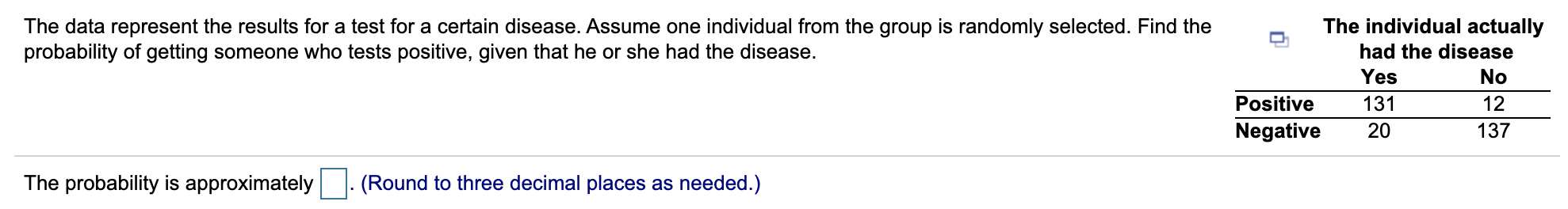 statistics The data represent the results for a test for a certain
