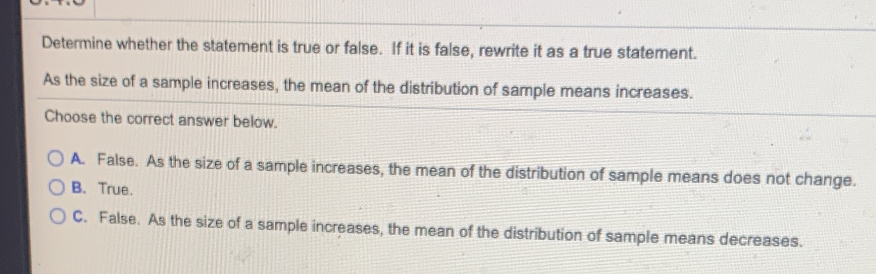 Determine whether the statement is true or false. If it is