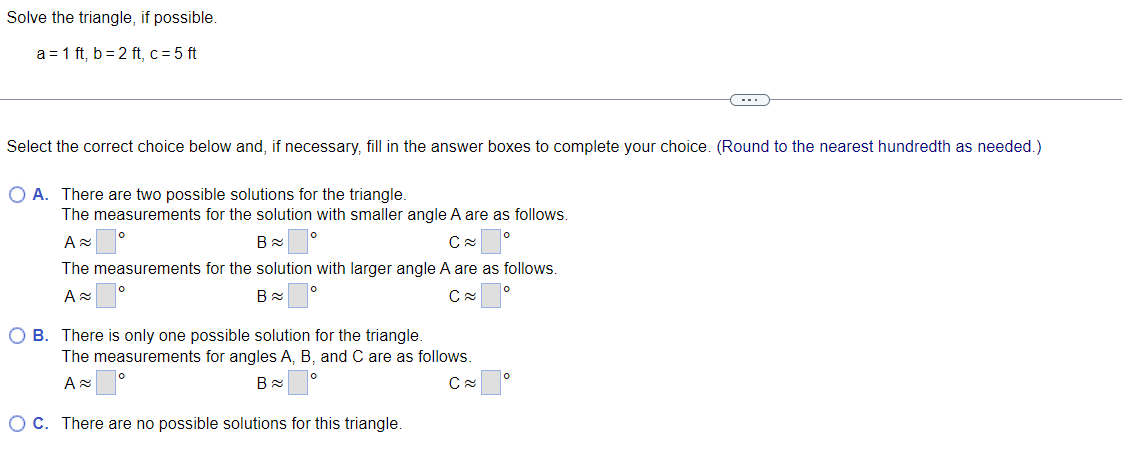 the solution with smaller angle A are as follows. A~ B~ The