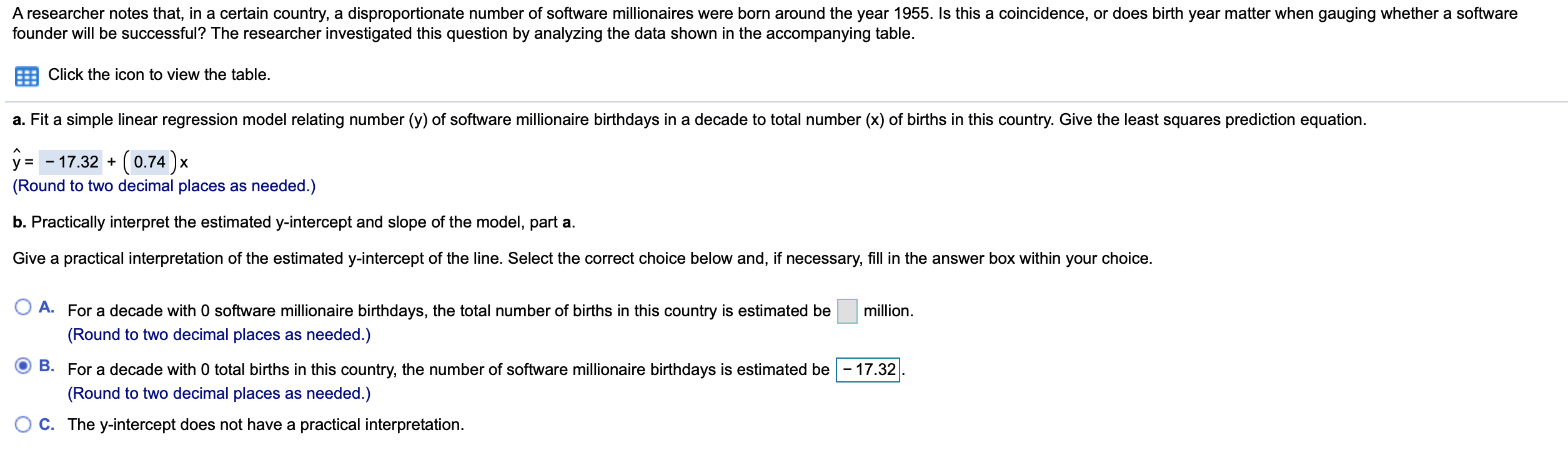 Please explain the example below part b, I would like to learn