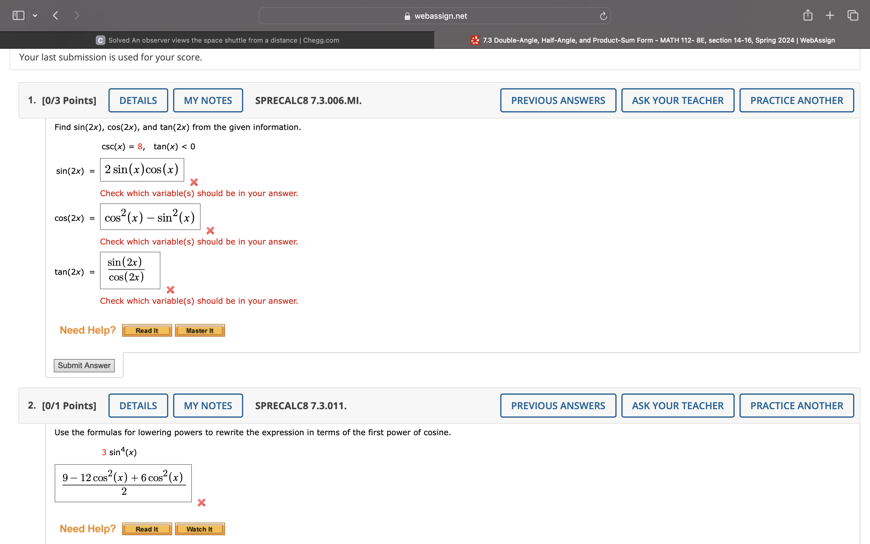 rectangle. f(x) = 7 cos2(x) - 7 sin2(x), g(x) = 7 -