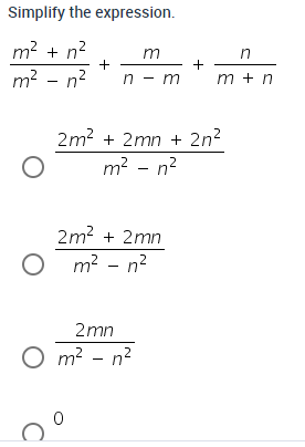 + 2n2 O m2 - 12 2m2 + 2mm O 2min O