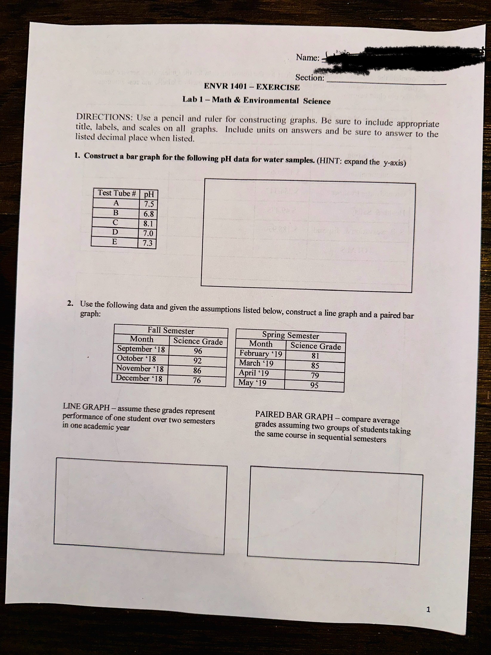  Section: e i IR ENVR 1401 - EXERCISE Lab 1 -