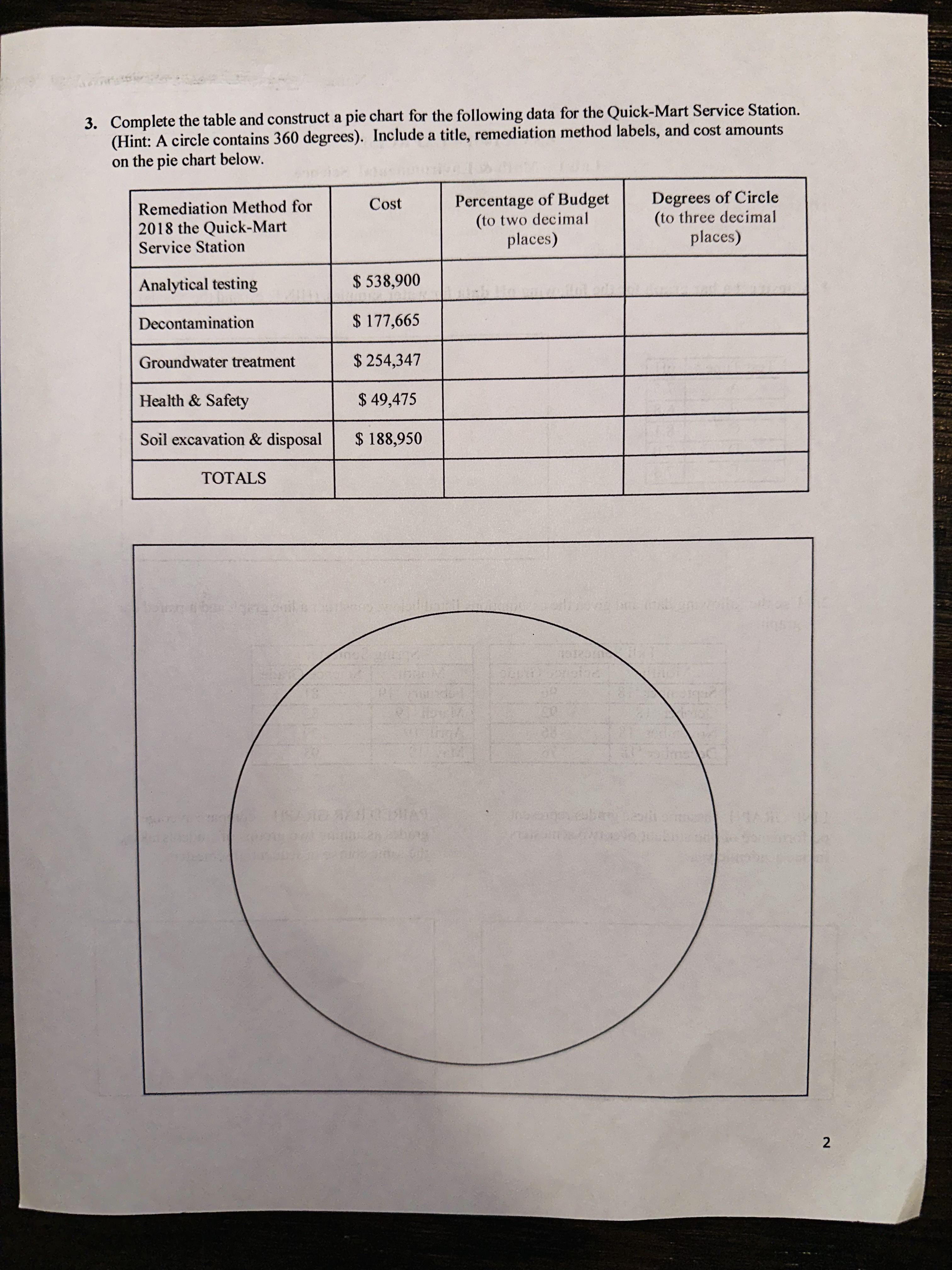 Math & Environmental Science DIRECTIONS: Use a pencil and ruler for constructing