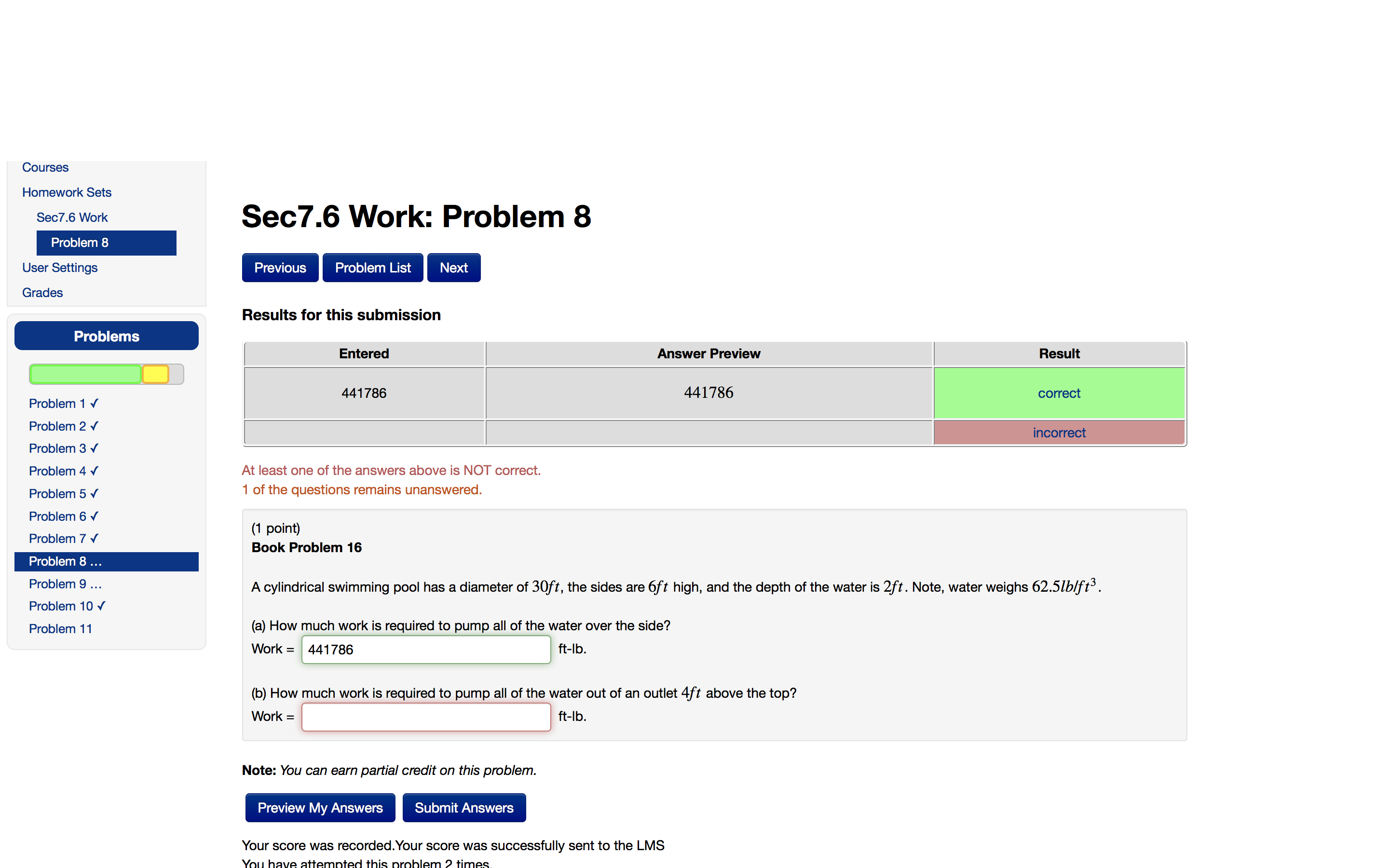 For question 8) I need help with part b. I tried to