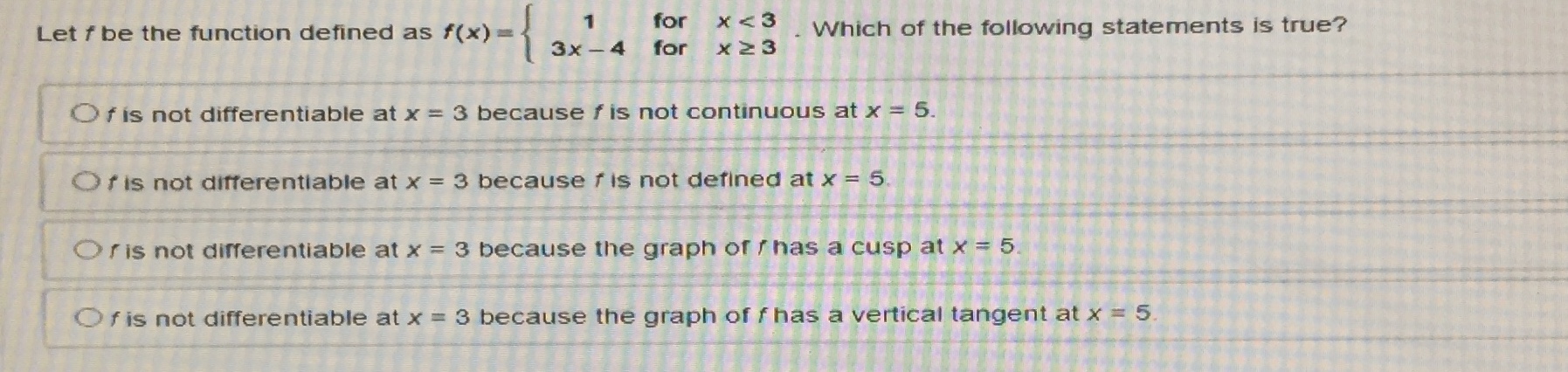  Let f be the function defined as f(x) = for X