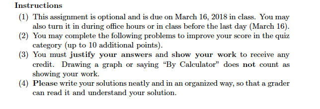  Instructions {1] This assignment is optional and is due on March