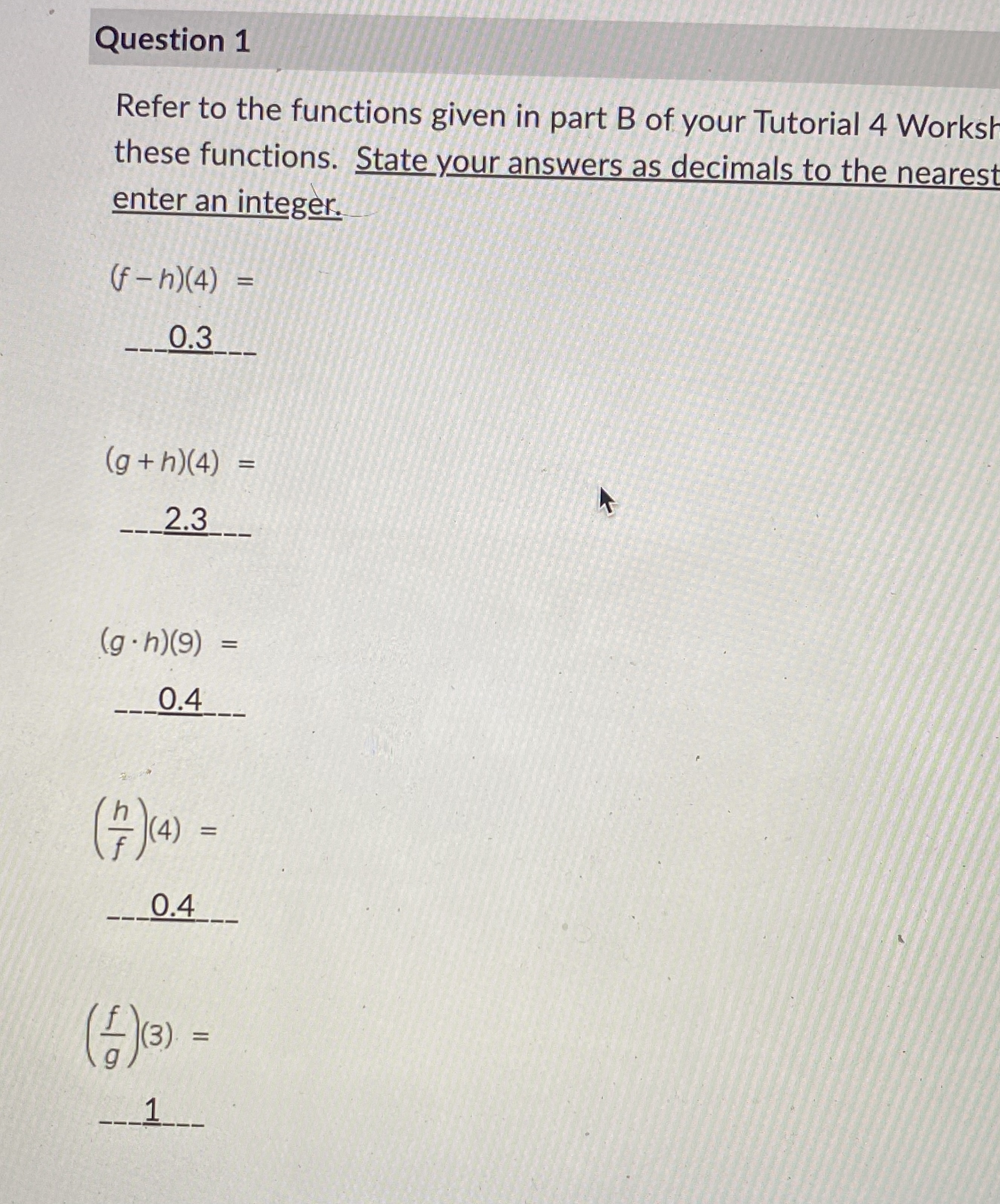 functions, f (x) = x - 1 g(x) 1 x+1 h (x)
