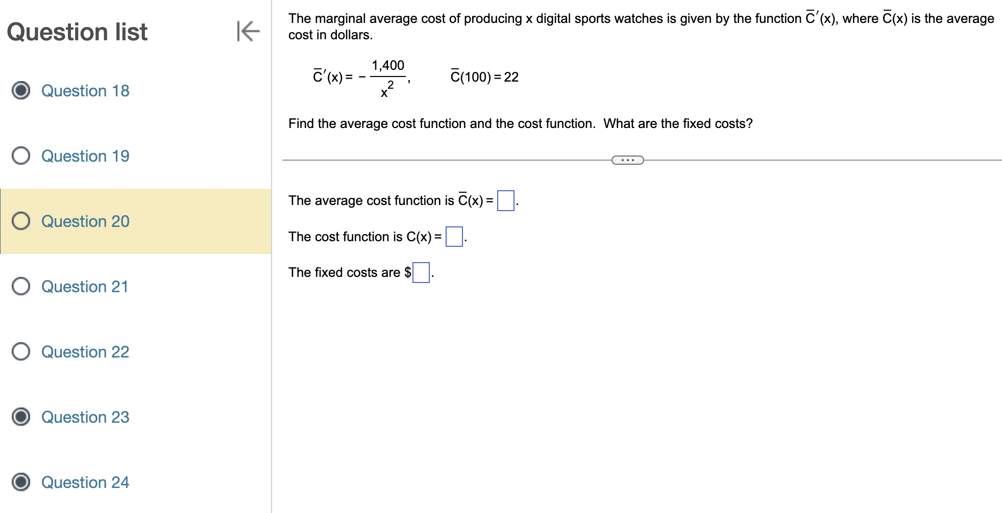 e - | @ Question 18 ' _ -5 O Question 19
