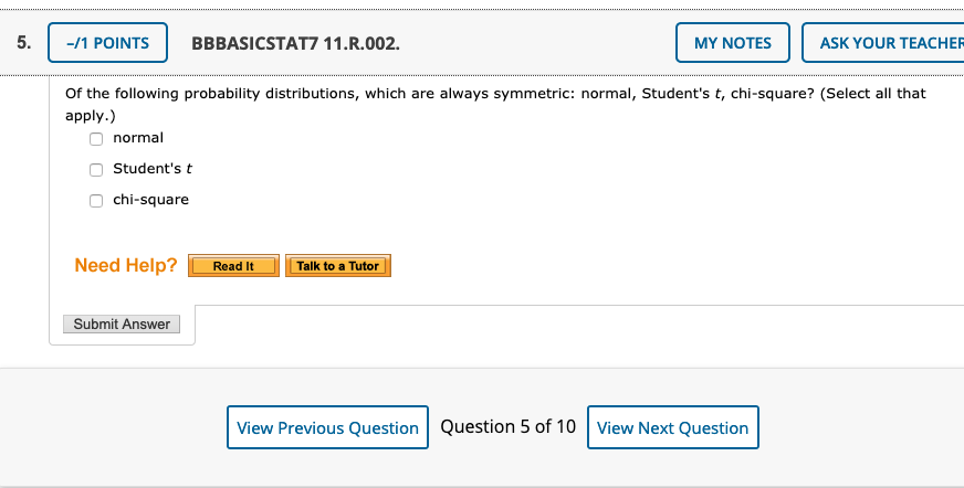  5. -/1 POINTS BBBASICSTAT7 11.R.002. MY NOTES ASK YOUR TEACHER Of