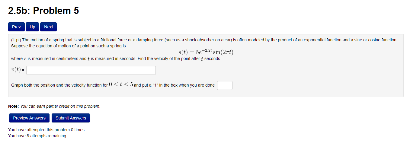 LANGUAGE. THANK YOU. 2.5b: Problem 3 Prev Up Next (1 pt) Find