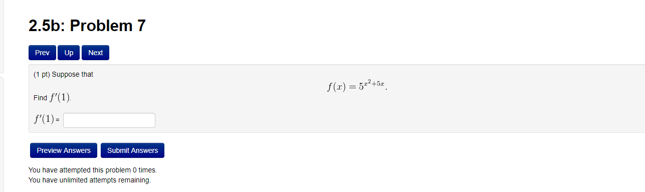 Submit Answers You have attempted this problem 0 times. You have 8