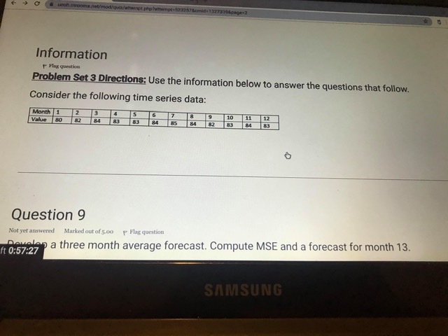 out of 5.00 | Flag question Compare the result for the three