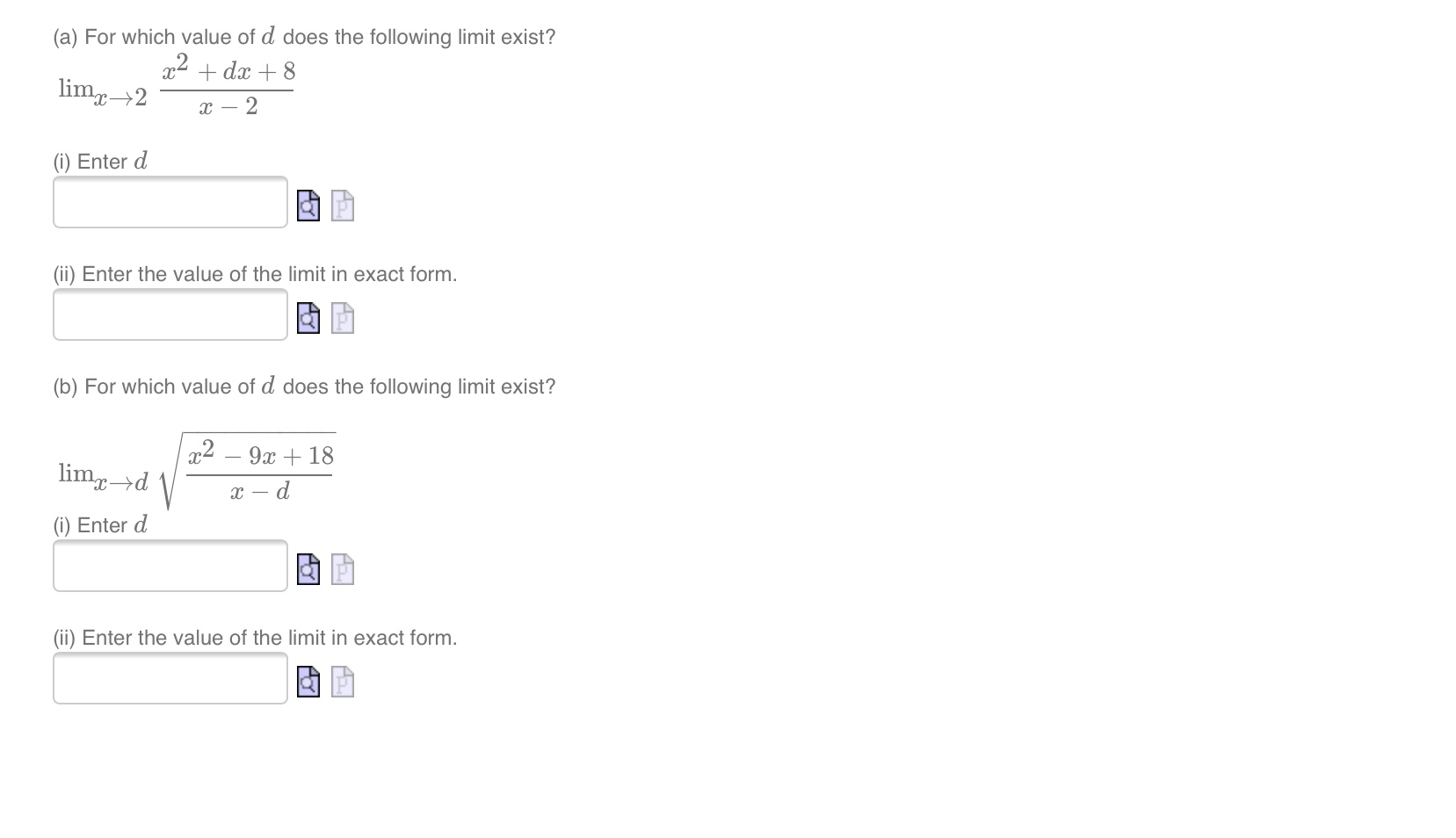 Hi I am looking for help (a) For which value of d