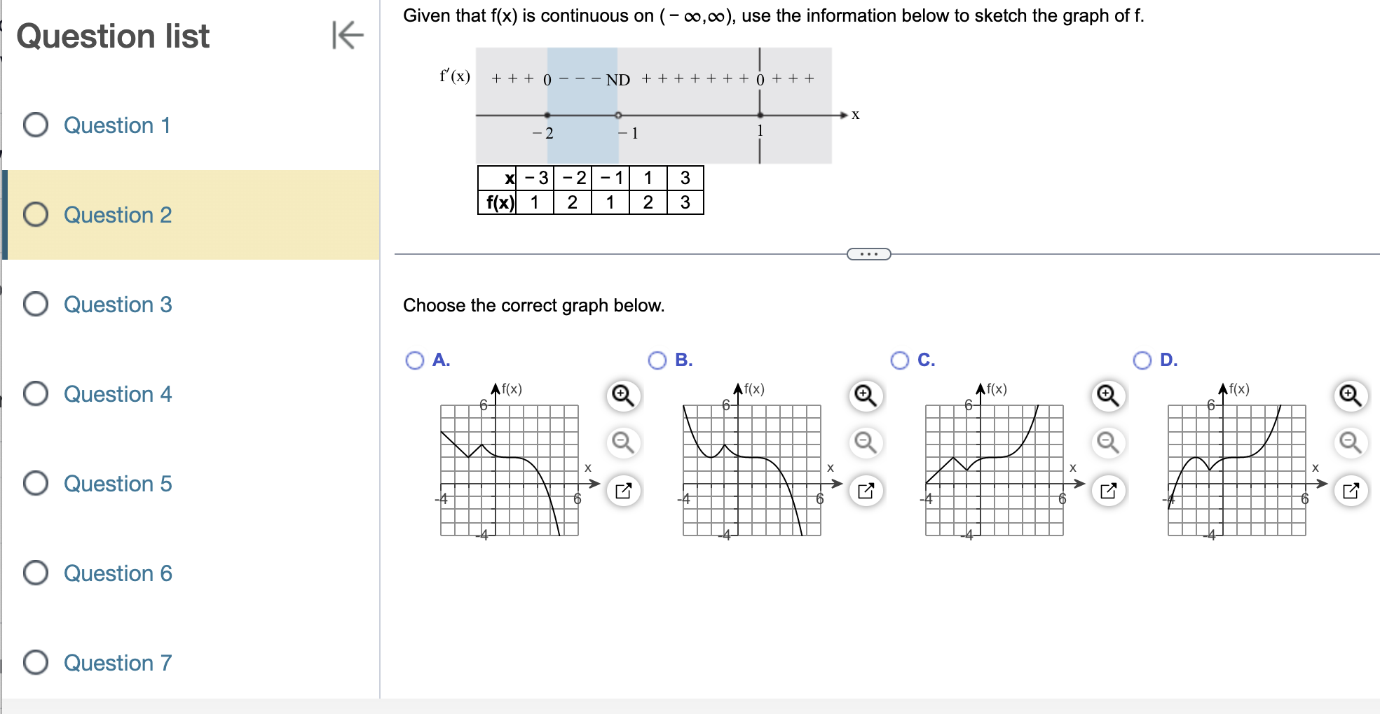 which f(x) is decreasing, and the local extrema. Question list 1
