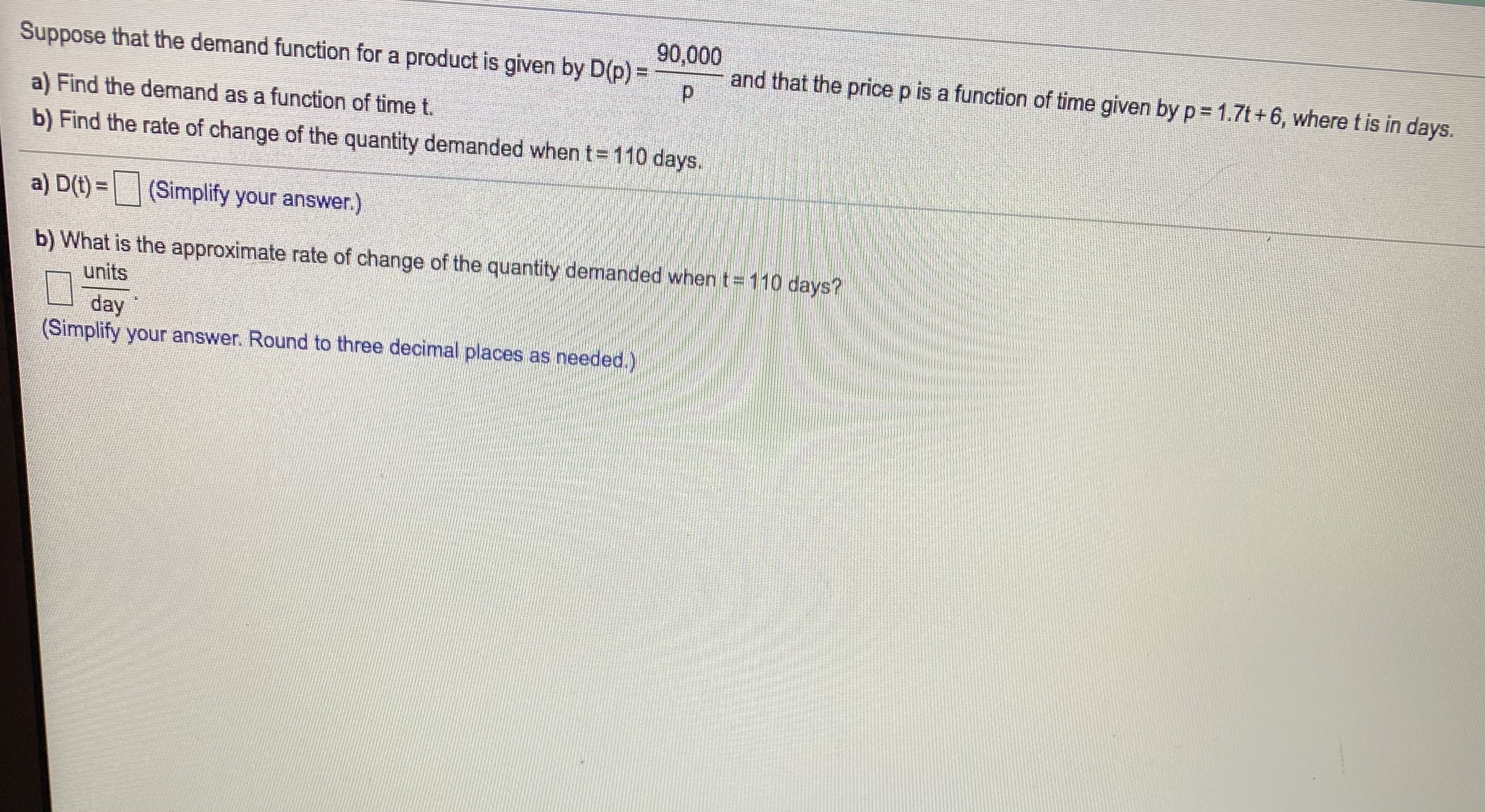 suppose that the demand function for a product is given by D(p)=90000/p