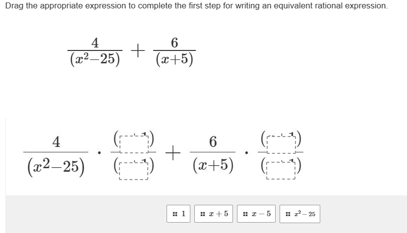 Drag the appropriate expression to complete the first step for writing