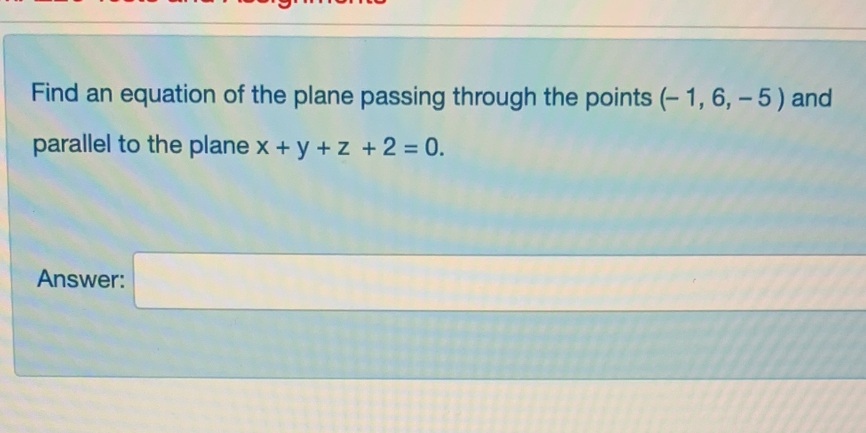 This is a question from vector calculus Find an equation of the